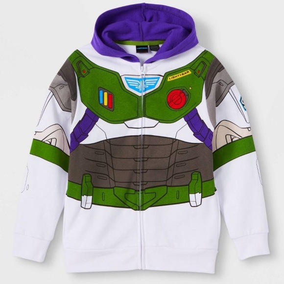 Boys' Toy Story Lightyear Coshood Zip-Up Sweatshirt - White M or L NWT